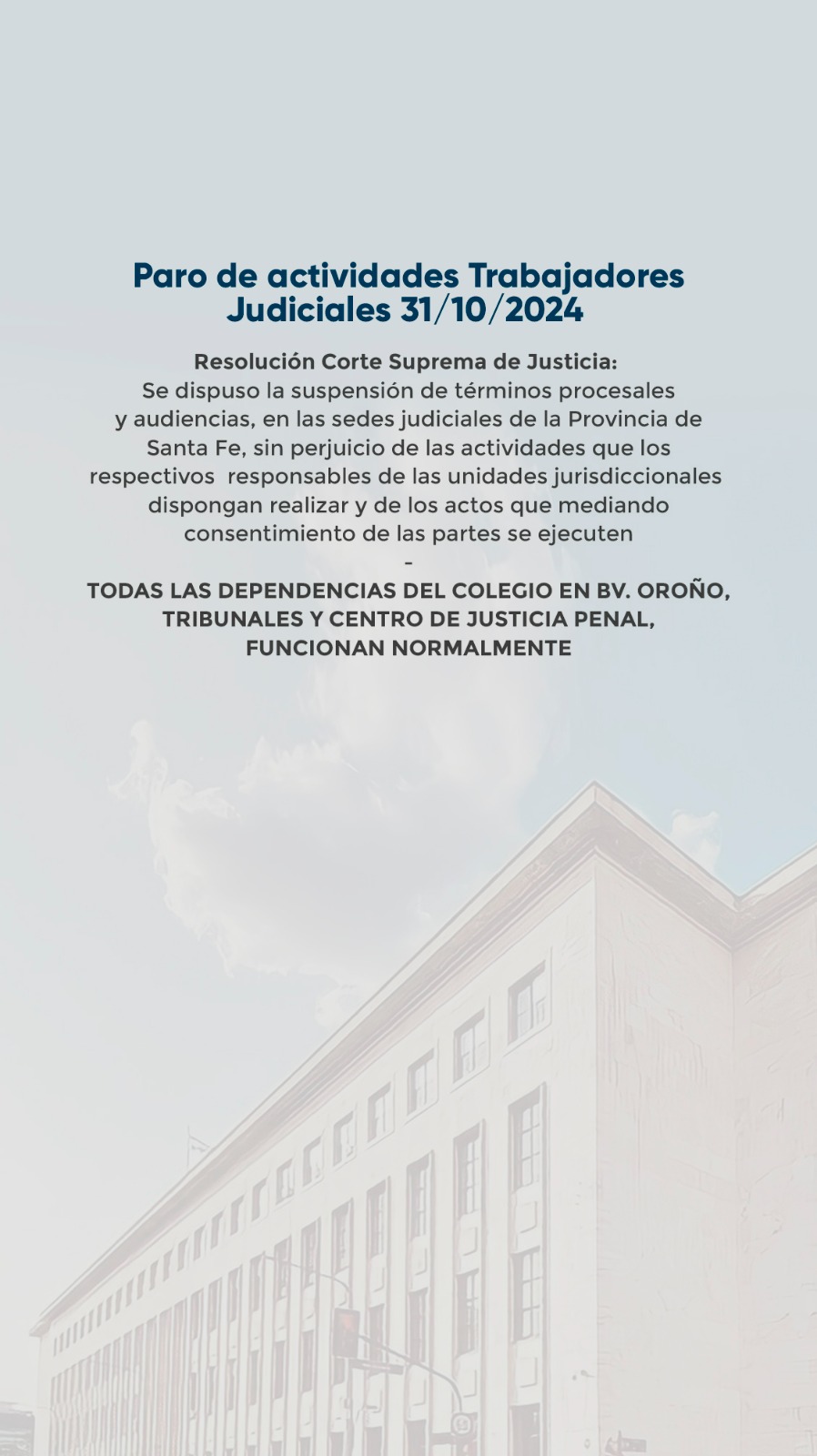 PARO DE ACTIVIDADES TRABAJADORES JUDICIALES 31/10/2024